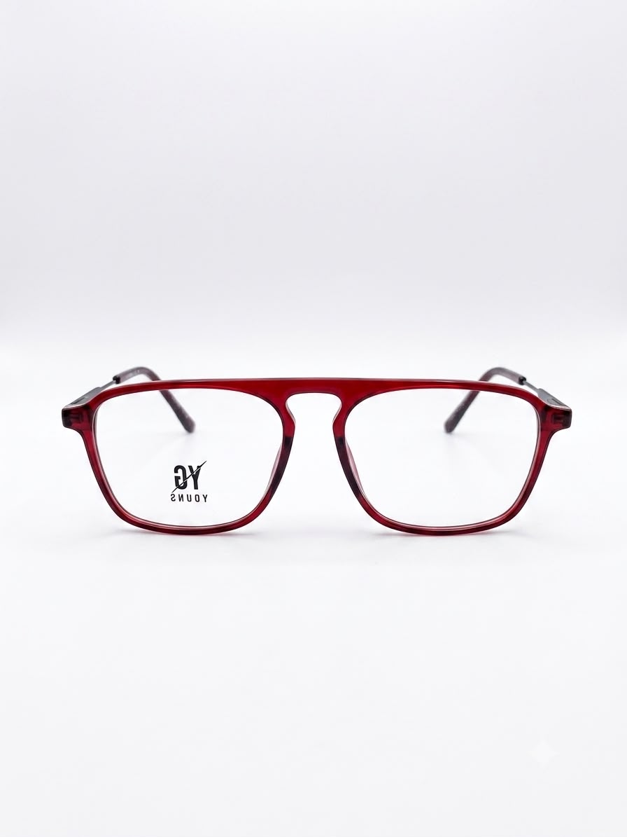 Lentes Oftálmicos Unisex YOUNG – Armazón Cuadrado Estilo Aviador en Color Vino / Transparente