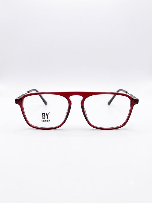 Lentes Oftálmicos Unisex YOUNG – Armazón Cuadrado Estilo Aviador en Color Vino / Transparente
