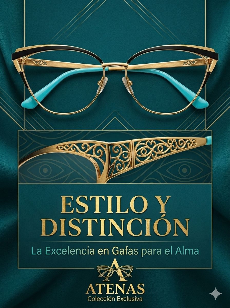 Gafas Cat-Eye Elegantes con Detalles Turquesas