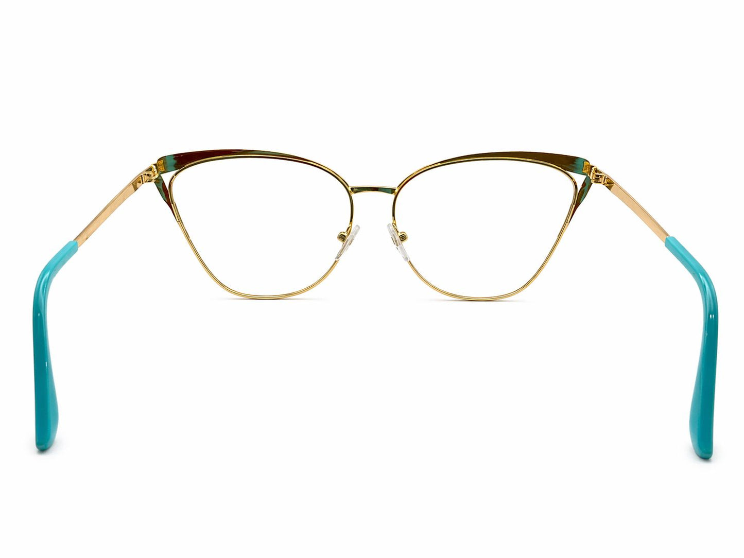 Gafas Cat-Eye Elegantes con Detalles Turquesas