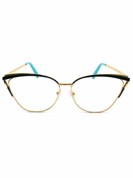 Gafas Cat-Eye Elegantes con Detalles Turquesas