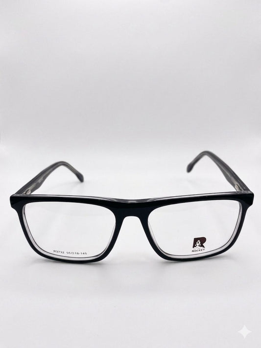 Lentes Rocket R3732 | Estilo Ejecutivo Rectangular – Negro Brillante Prem