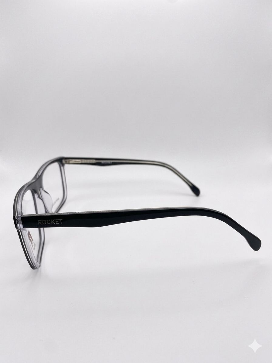 Lentes Rocket R3732 | Estilo Ejecutivo Rectangular – Negro Brillante Prem