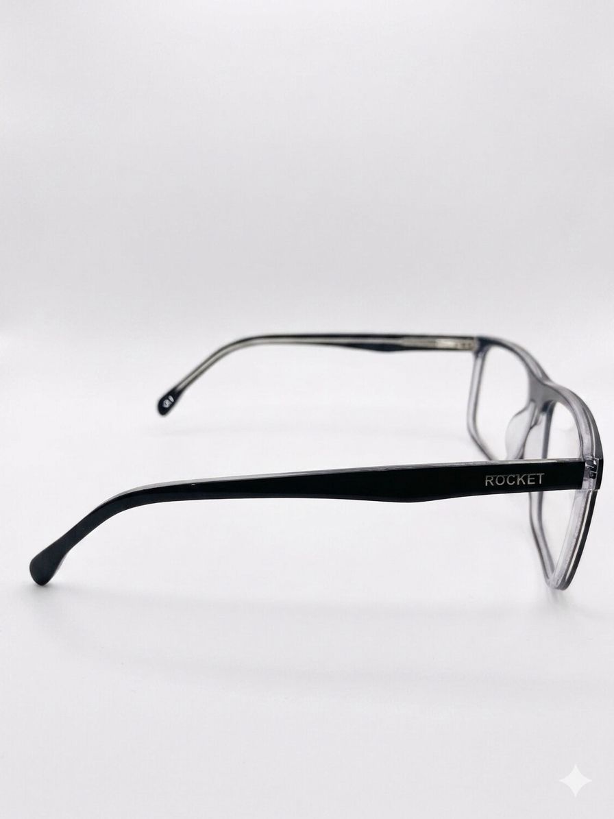 Lentes Rocket R3732 | Estilo Ejecutivo Rectangular – Negro Brillante Prem